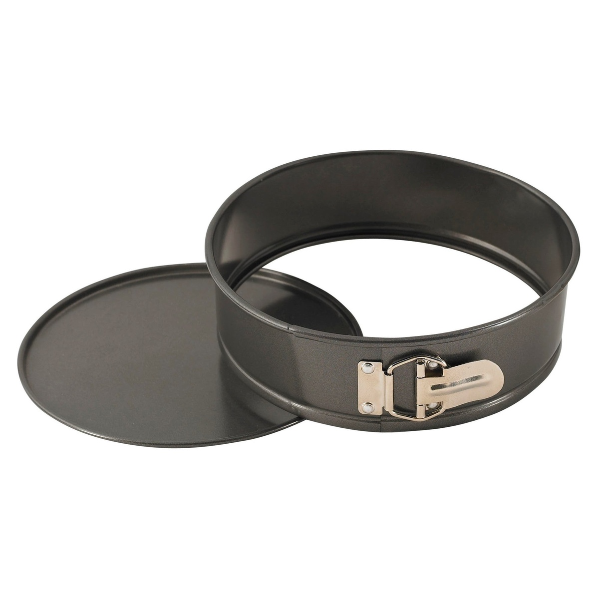 Winco HSP-093 springform cake pan with ring separated from removable flat base