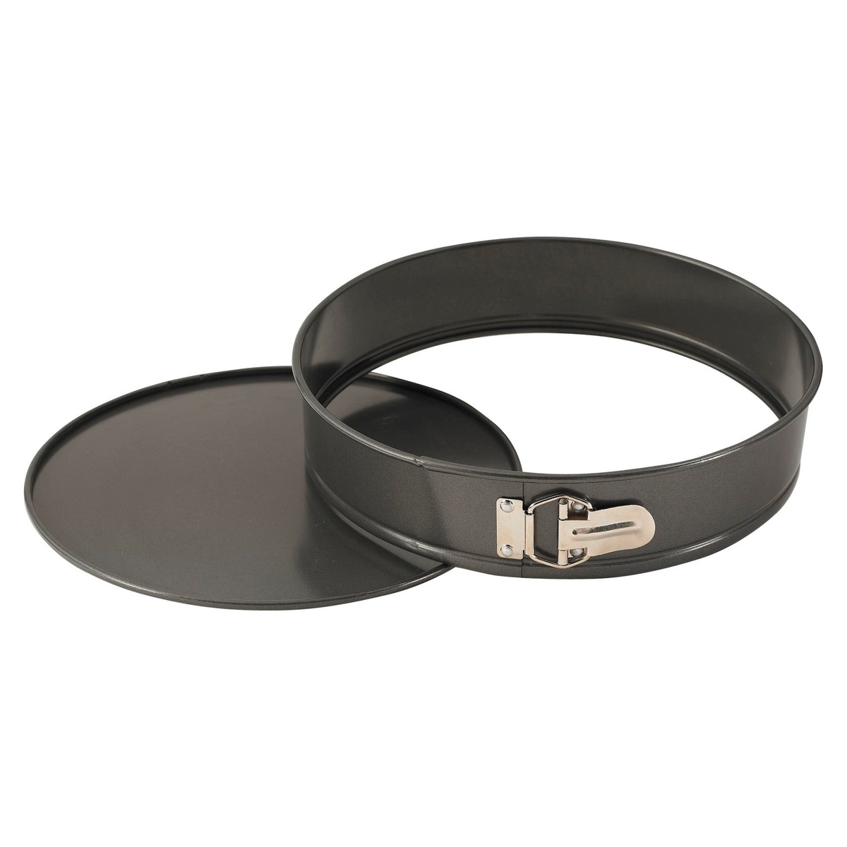 Winco HSP-123 12-inch springform pan with detachable round base shown separated from the ring