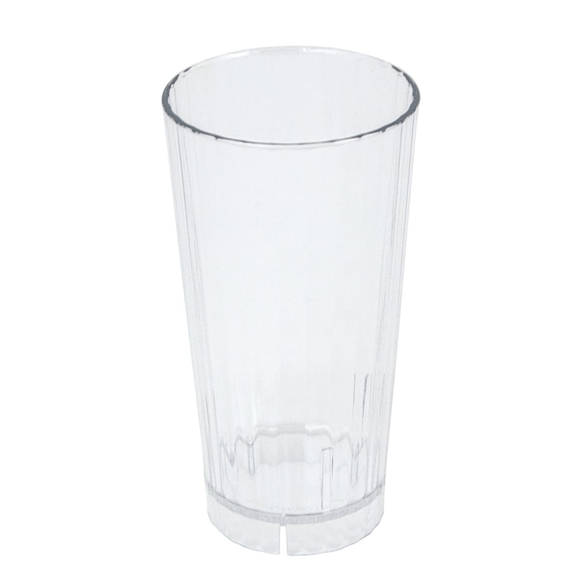 Cambro HT22CW135 22 oz clear fluted polycarbonate Huntington tumbler with stacking lugs and 3-sided drain bottom