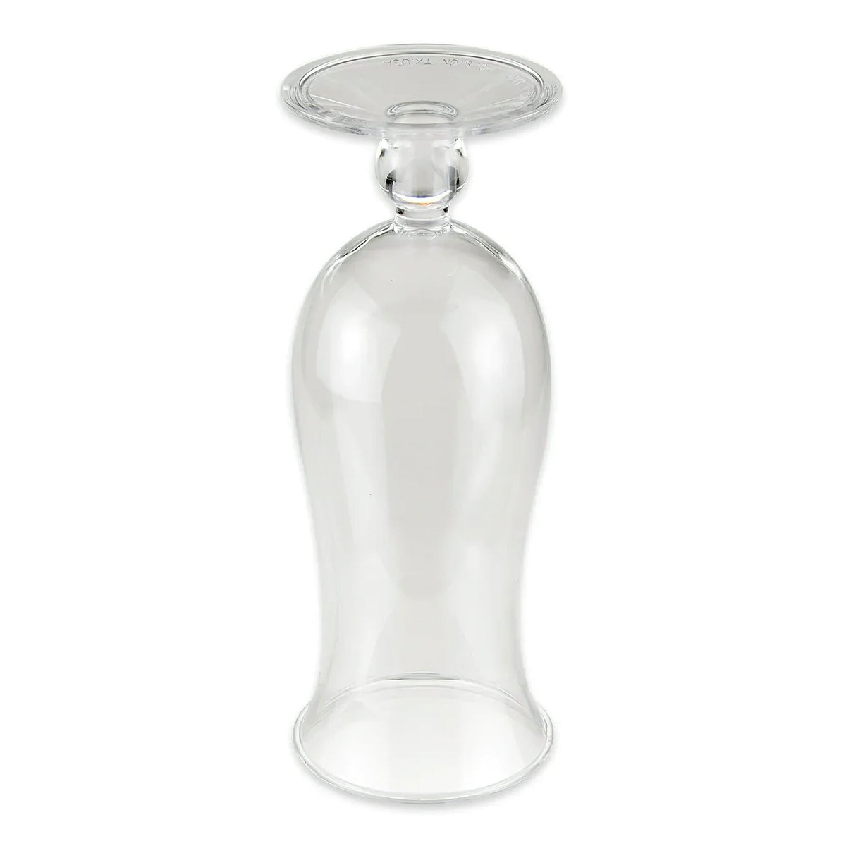GET HUR-1-CL clear polycarbonate hurricane glass shown inverted, highlighting the rounded footed base and stem construction