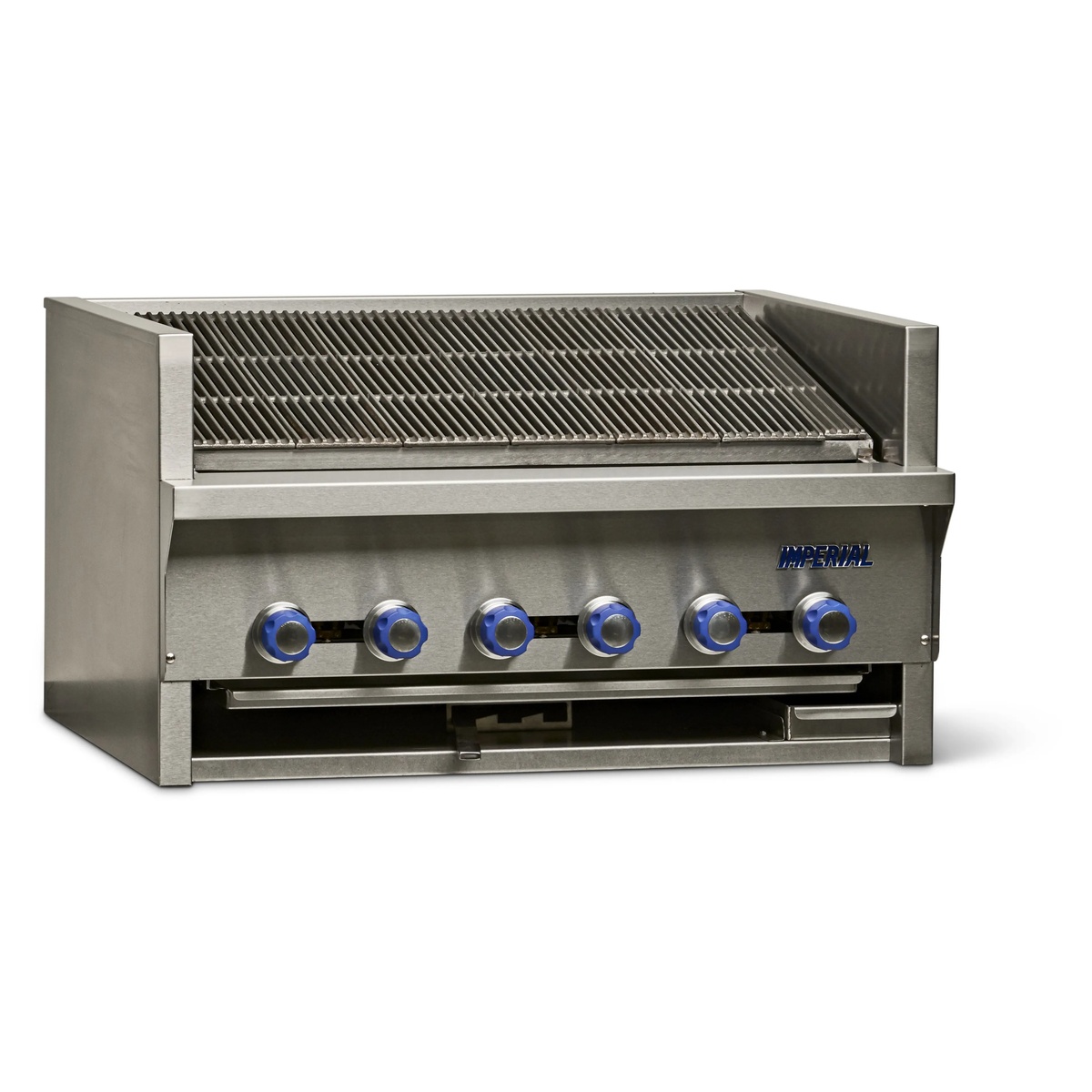 Imperial IAB-60 60-inch countertop gas steakhouse charbroiler, front angle view