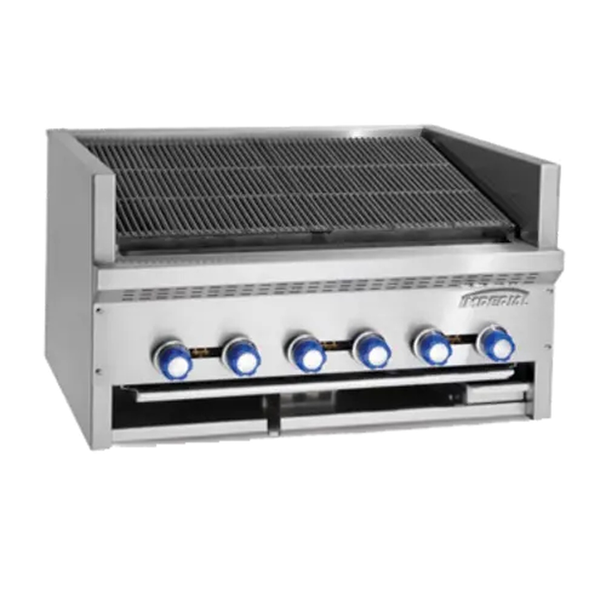 Imperial IAB-60 countertop charbroiler with slanted cast iron top grates