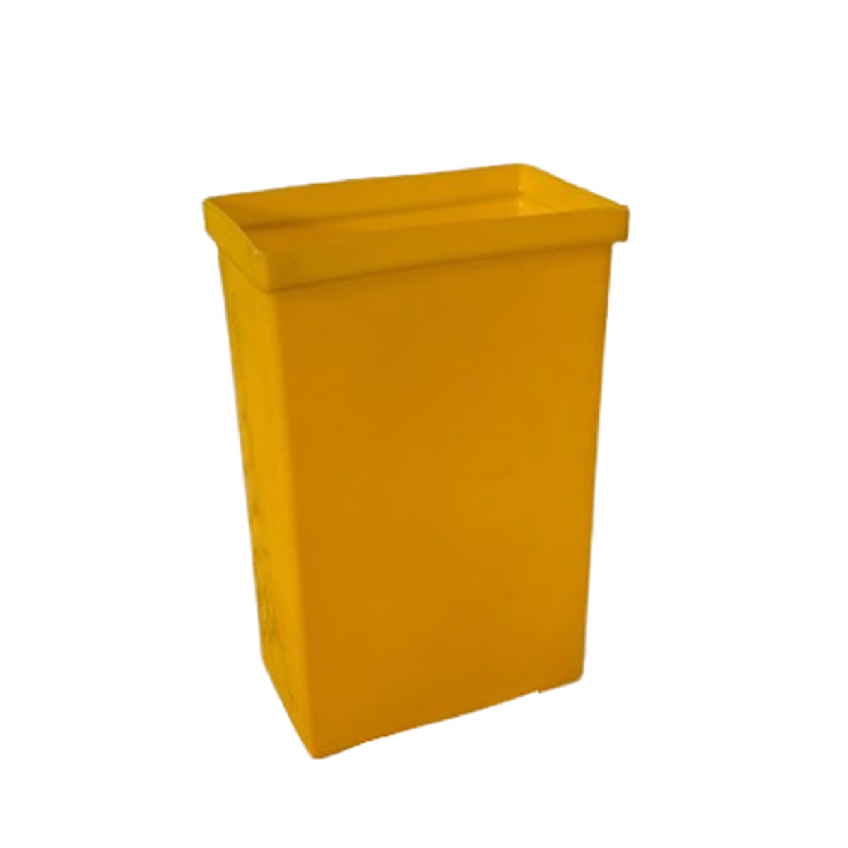 Yellow 10-gallon ingredient bin by Cresco Resco, open top, rectangular shape
