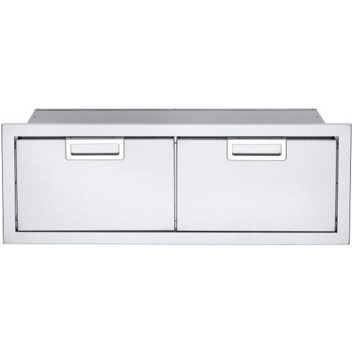 Crown Verity IBI48-DD stainless steel double access drawers, front view