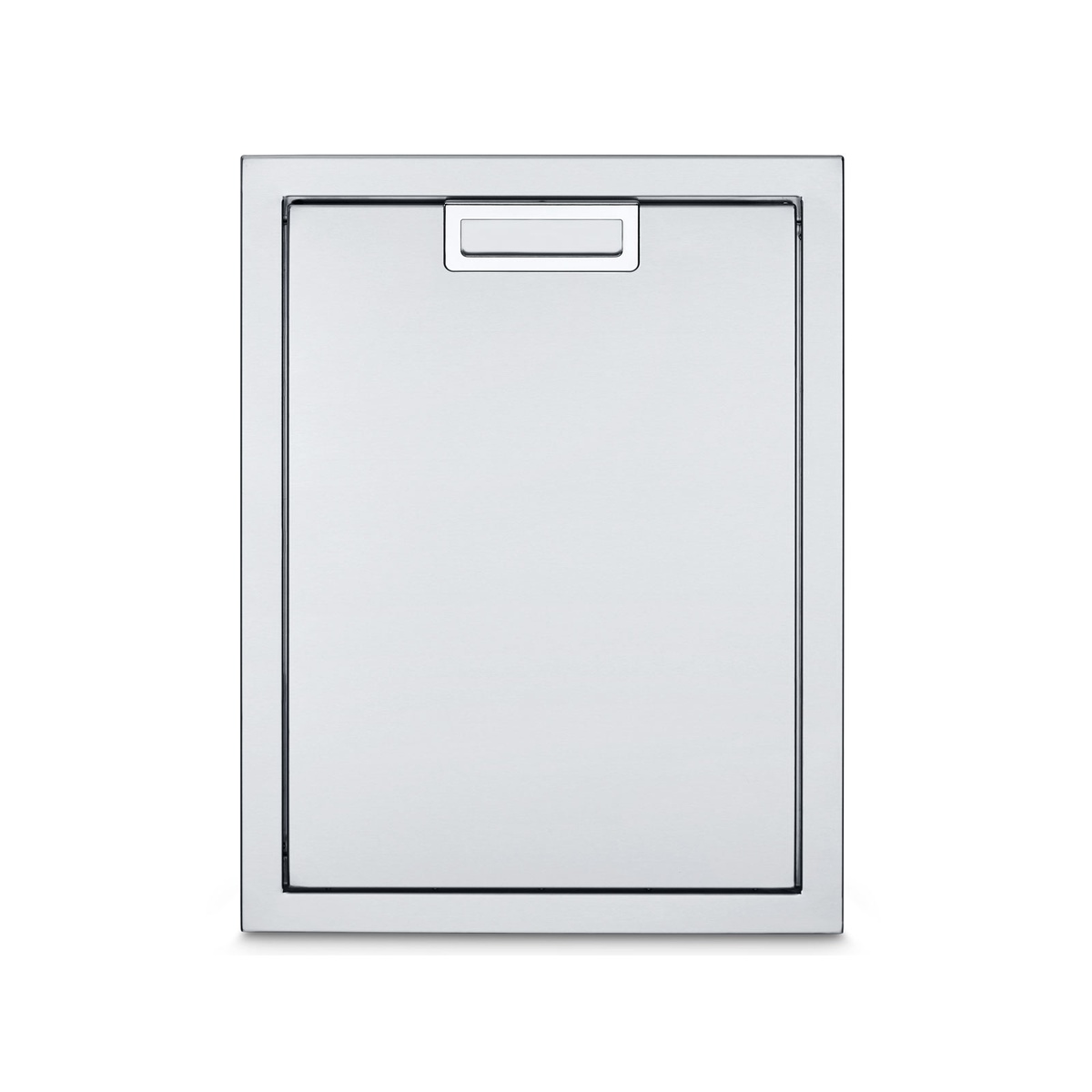 Front view of stainless steel built-in cabinet door