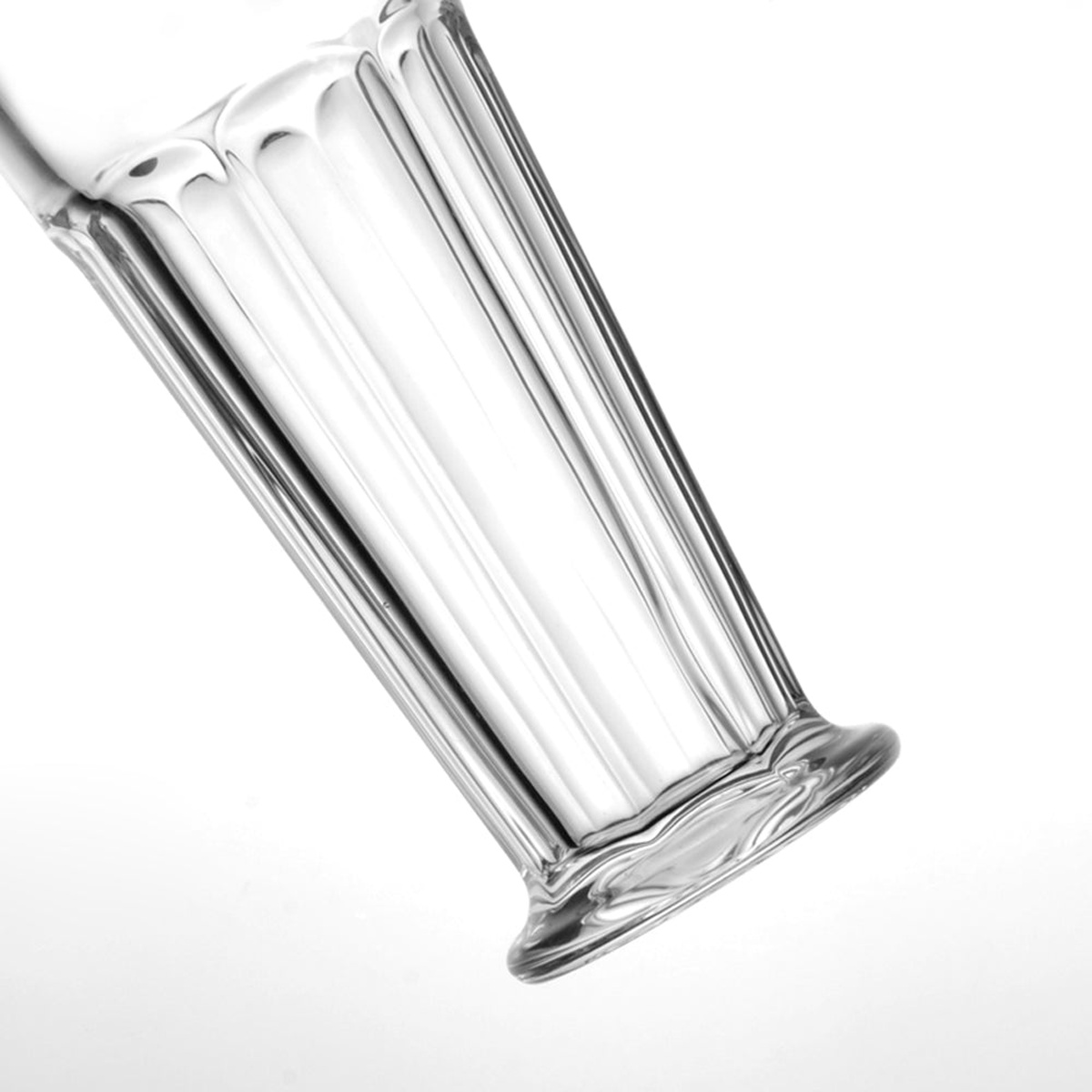 Close-up of the ribbed lower body and footed base of the IC-17 Enhanced pilsner glass