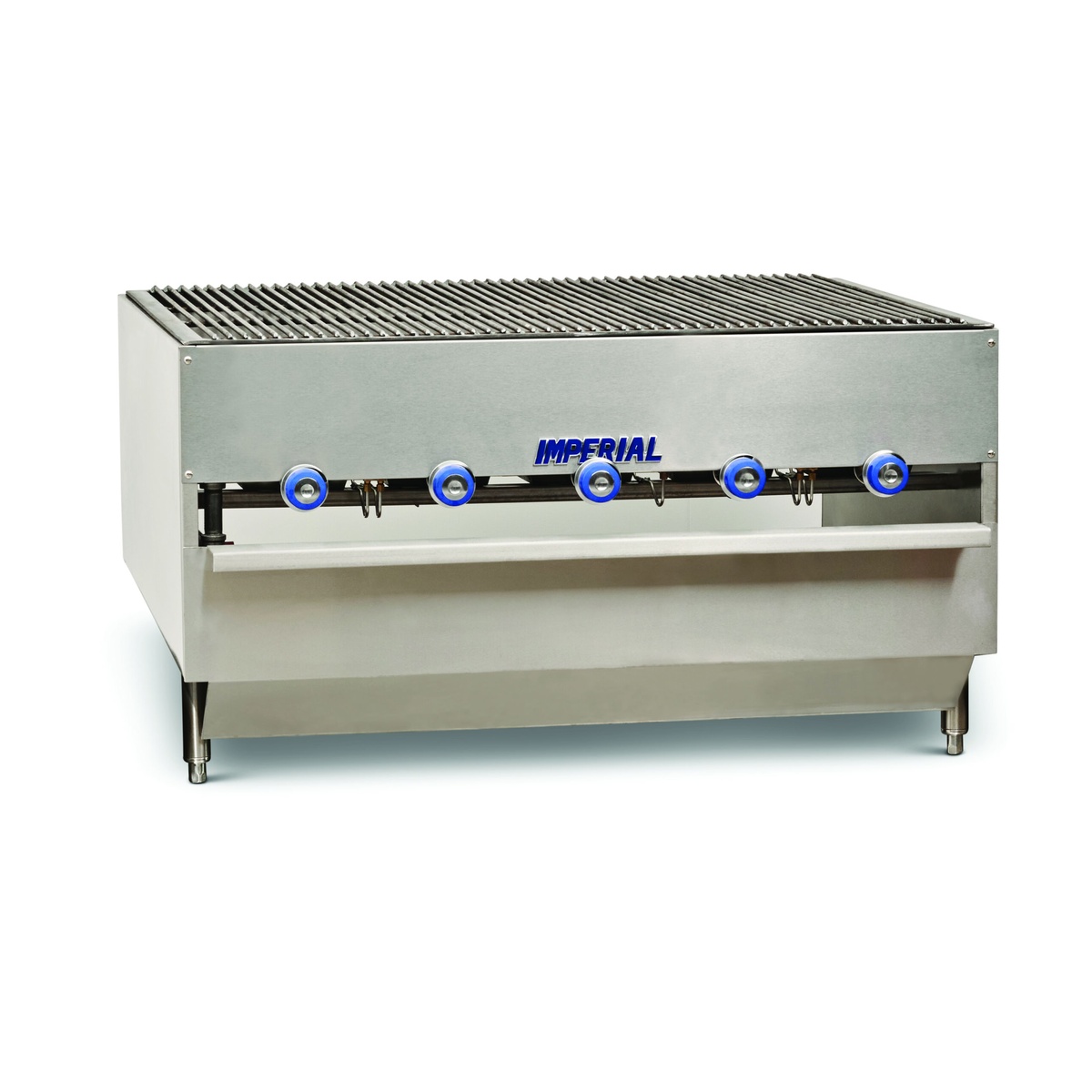 Imperial ICB-4836 countertop gas chicken broiler with round rod grates and five front controls