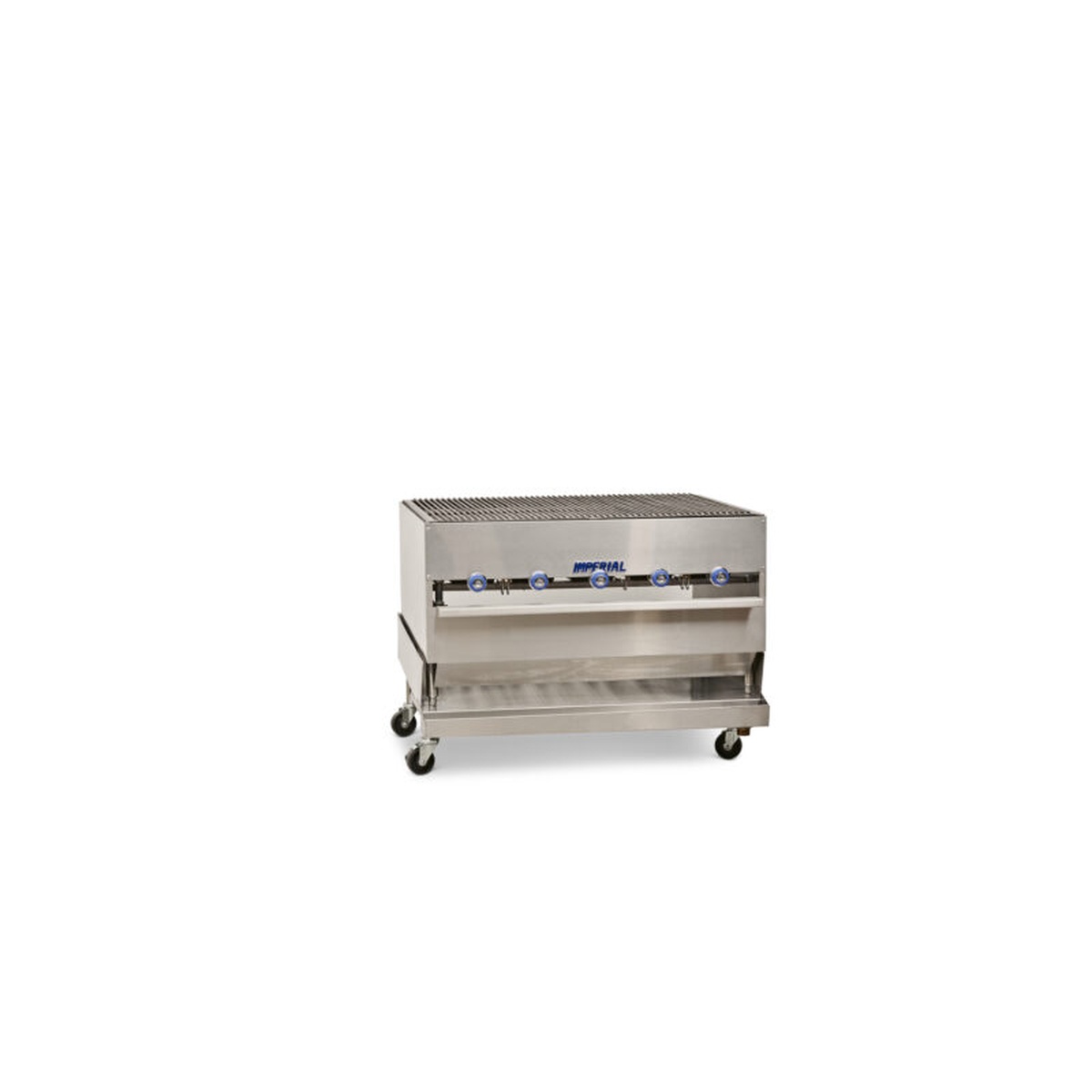 Imperial ICB-4836 chicken charbroiler shown on a mobile stand