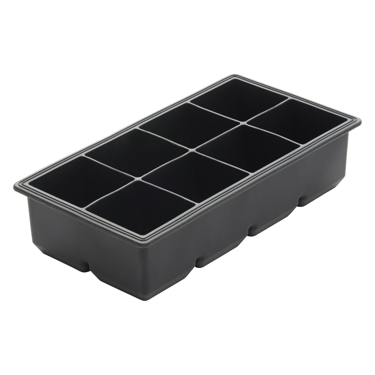 Winco ICCT-8R black silicone ice cube tray with 8 large square compartments