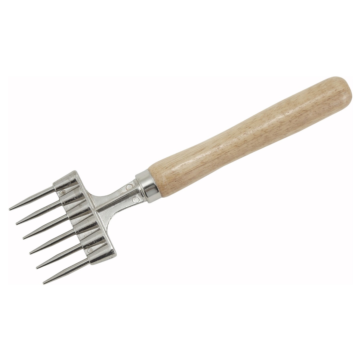 Winco ICH-9 6-prong ice chipper with nickeled steel prongs and wooden handle