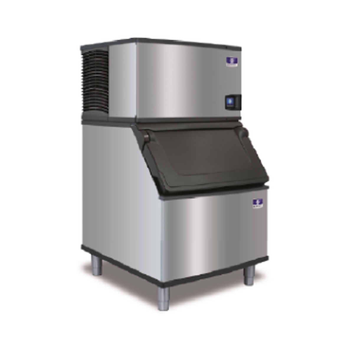 Manitowoc iT0300 ice machine shown installed on an ice storage bin