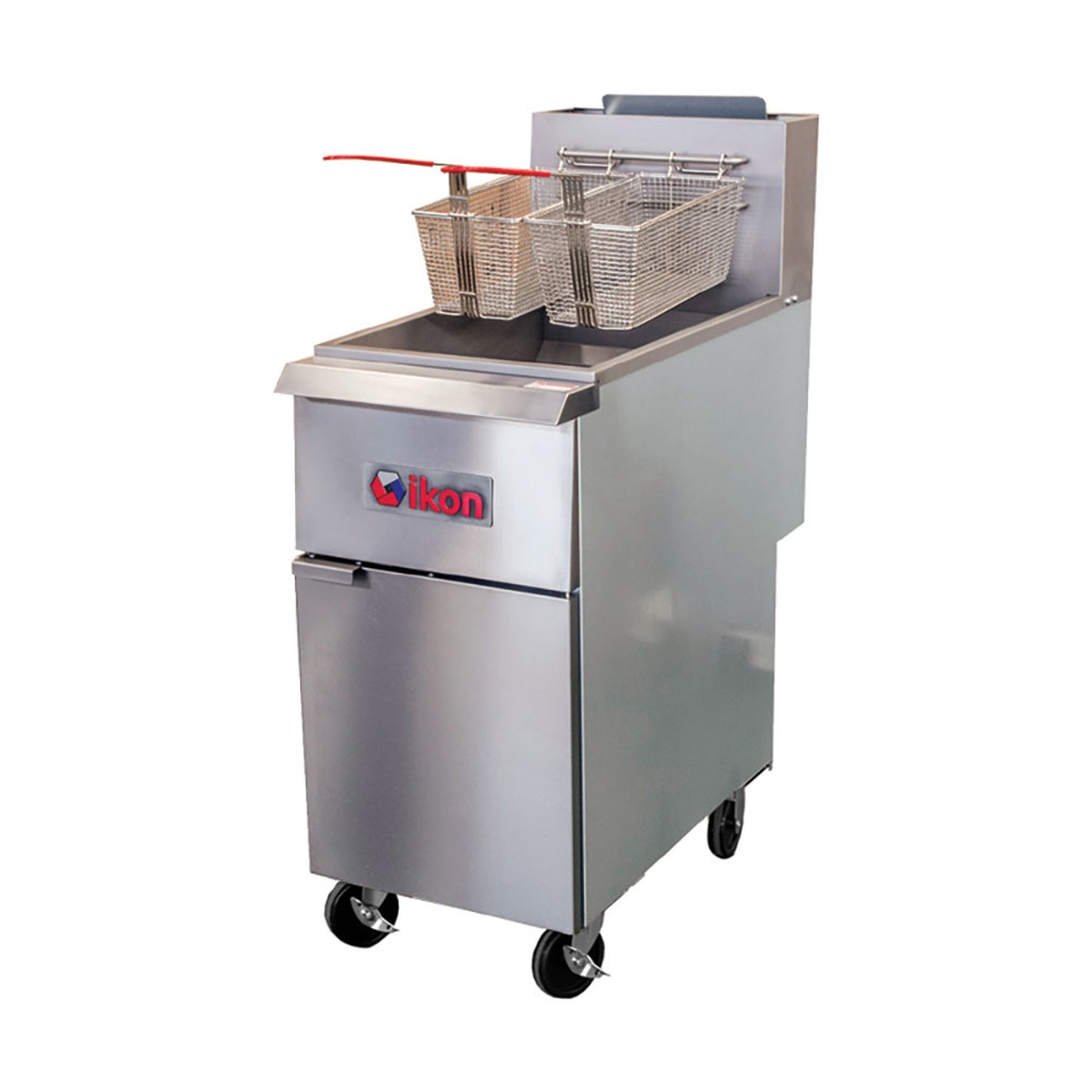 Ikon IGF-35/40-NG natural gas floor fryer with twin baskets and casters