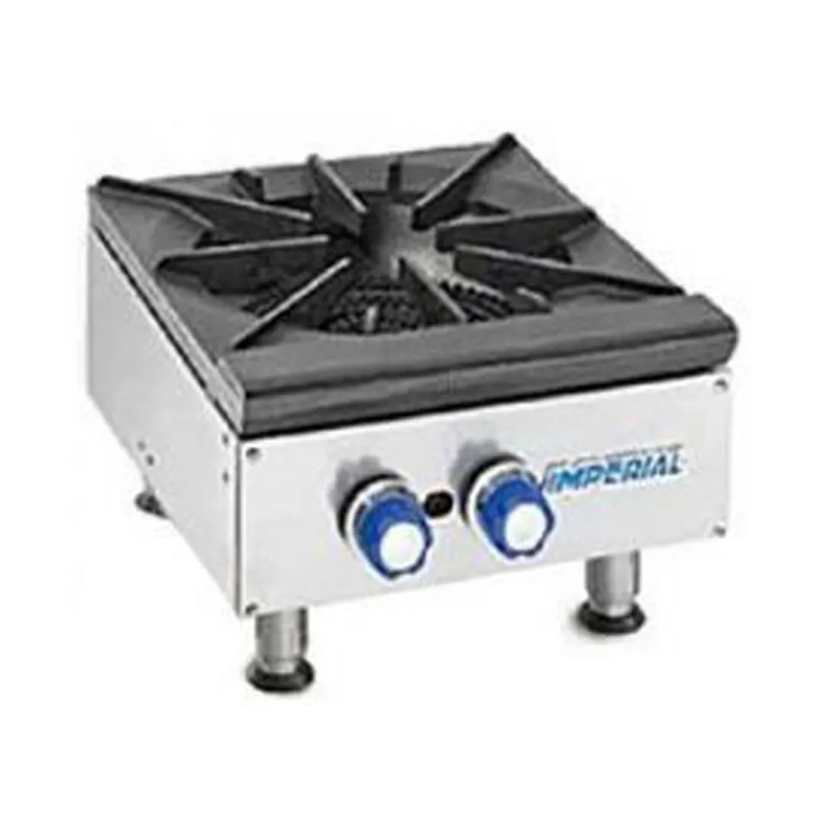Imperial IHPA-1-12 countertop hot plate with cast iron grate and stainless steel body