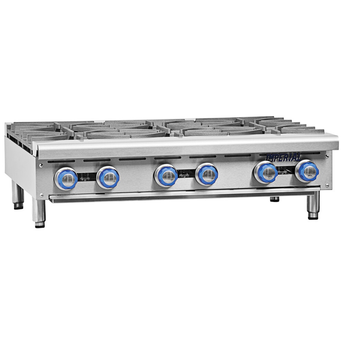 Imperial IHPA-8-48SU 48 inch countertop step-up hot plate with eight burners