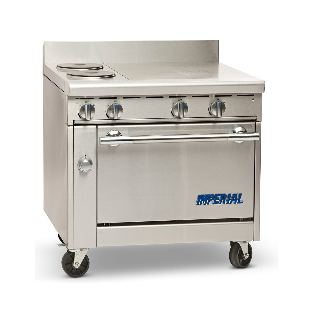 Imperial IHR-2HT-2-E electric range with cooktop controls and standard oven