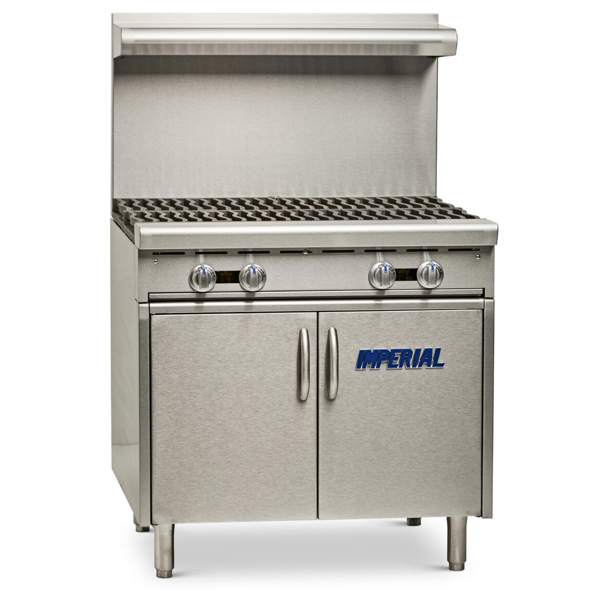 Imperial IHR-4-24-XB 24 inch gas range with four burner controls and cabinet base