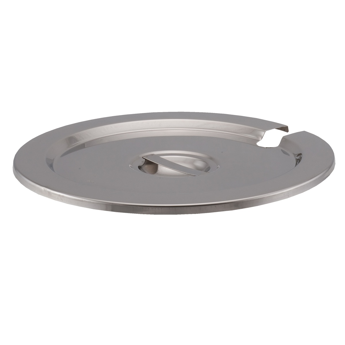 Libertyware IPC11 round stainless steel inset pan cover with notched edge and recessed handle