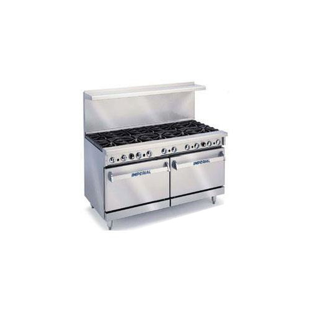Imperial IR-10 60-inch gas range with 10 open burners and two oven doors