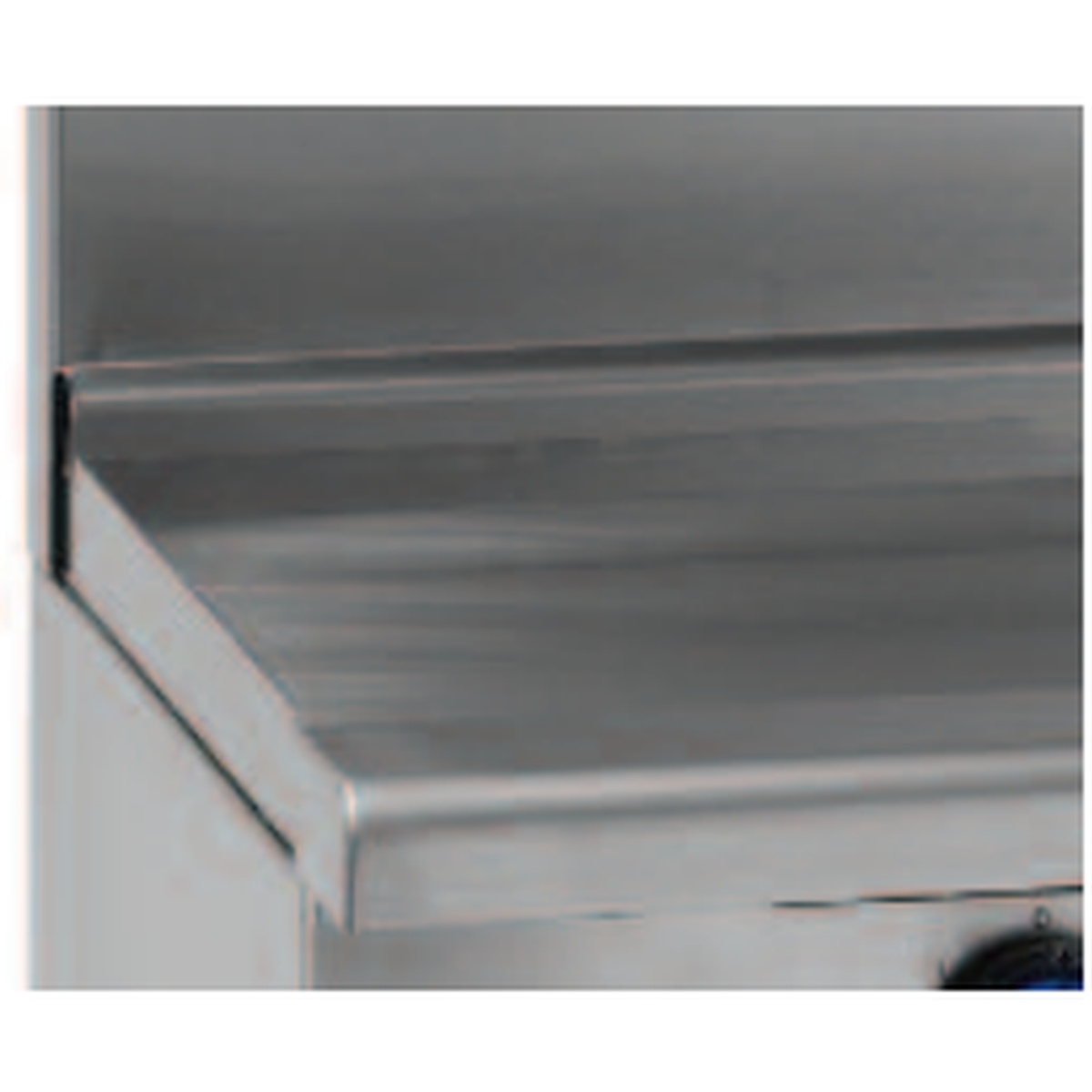 Close-up of the stainless steel backguard and landing edge on the Imperial range