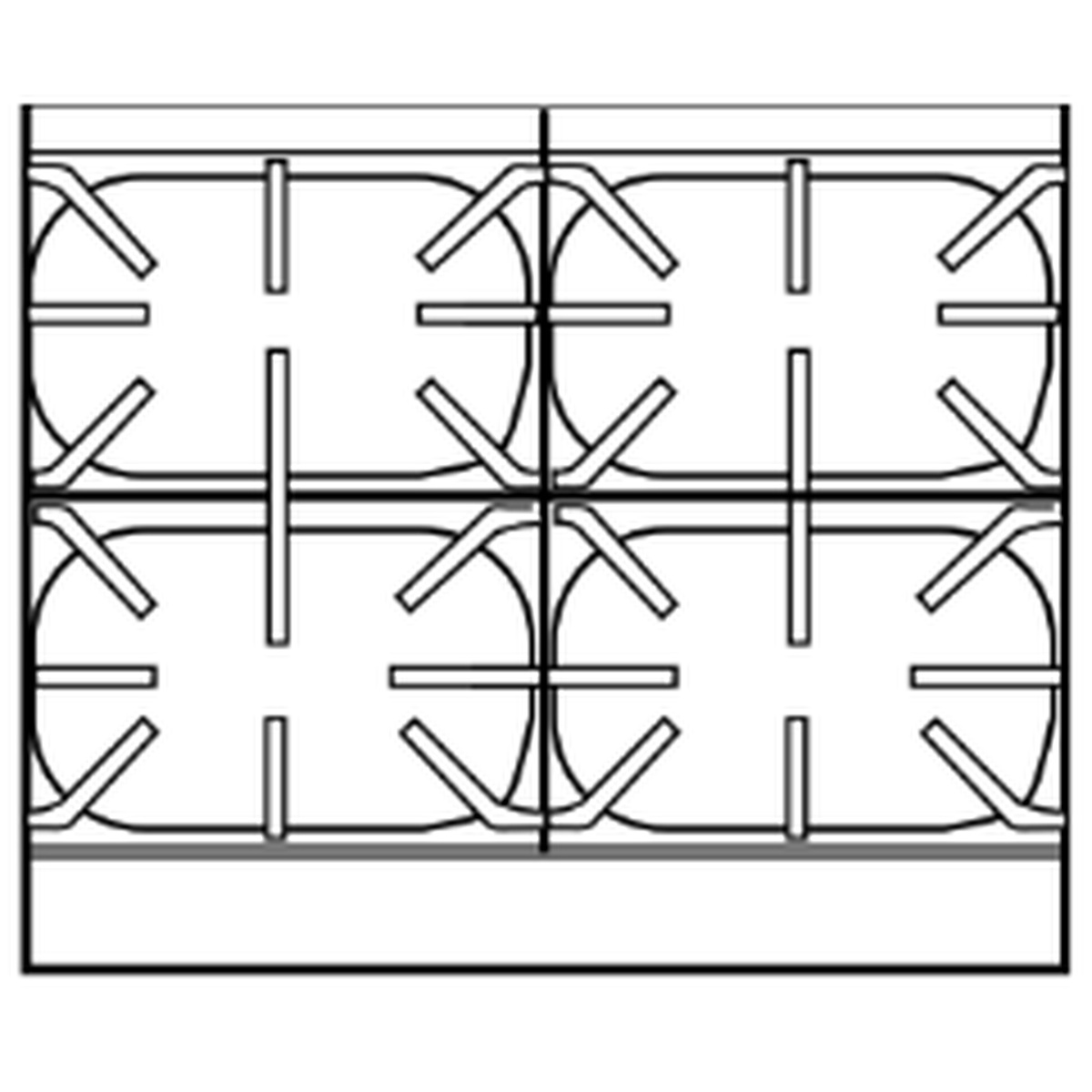 Range top configuration diagram with four oblong burners