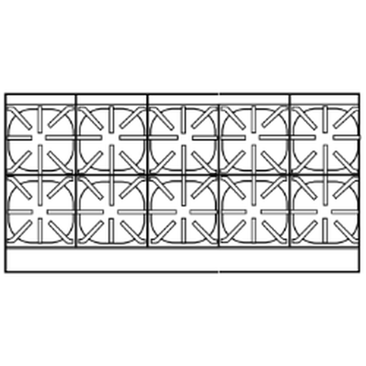 Cooking surface diagram with multiple open burner sections