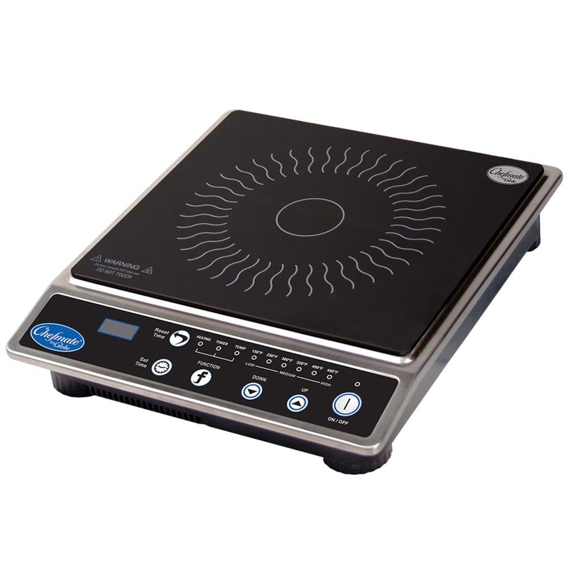 Globe IR1800 countertop induction cooktop with ceramic glass top and touch controls