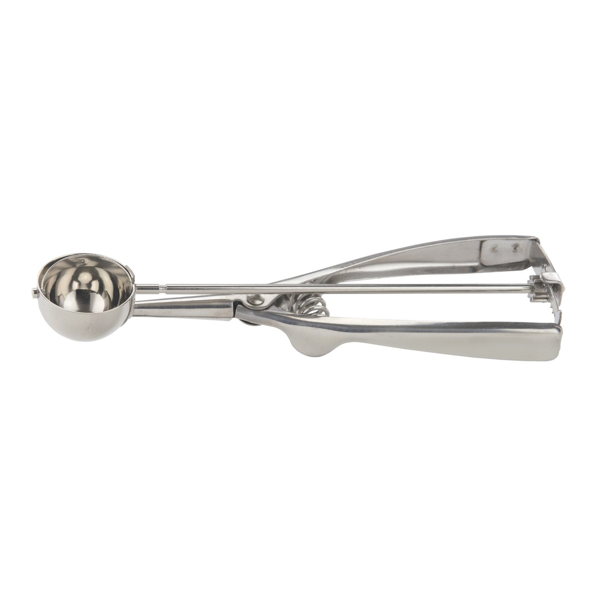 Winco ISS-70 stainless steel squeeze disher size 70 with round bowl and squeeze handle