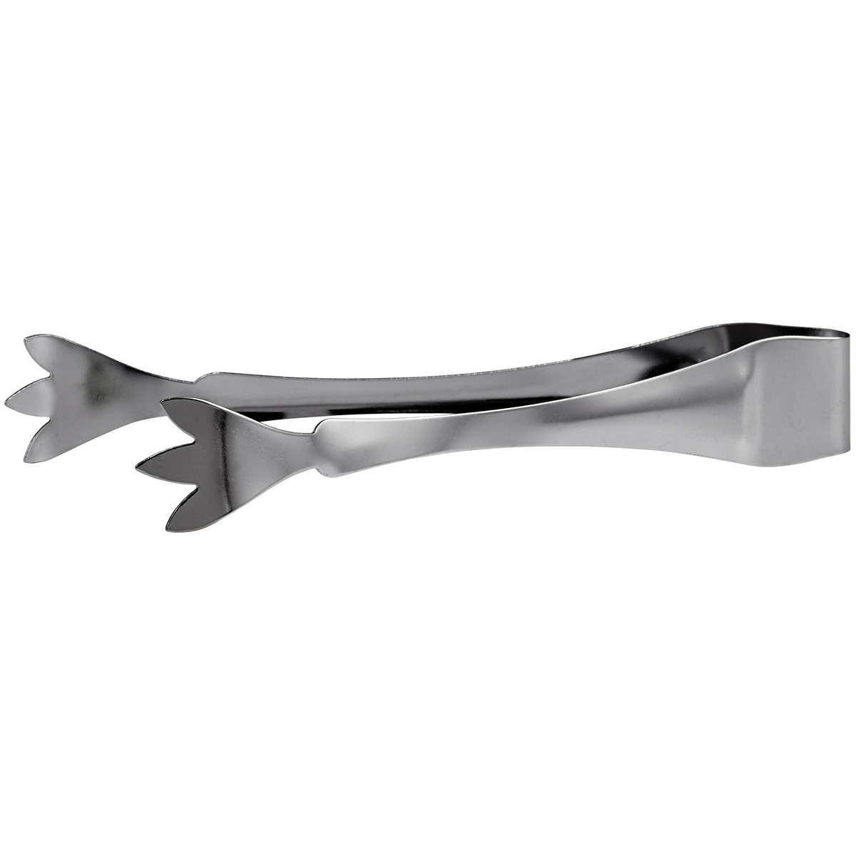Winco IT-7 7-inch stainless steel ice tongs with three prongs and satin finish