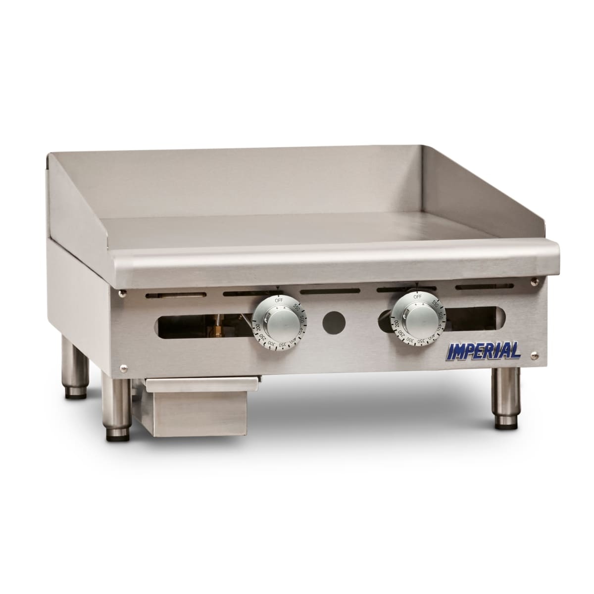 Imperial ITG-24 countertop gas griddle with dual thermostatic control knobs