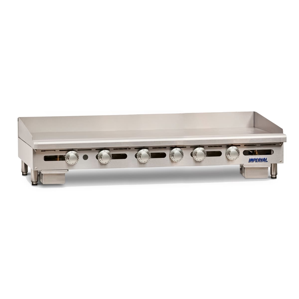 Imperial ITG-72 countertop griddle with front control knobs and full-width cooking surface