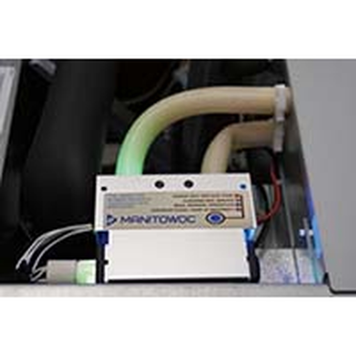 Internal view of the LuminIce II virus and bacteria inhibitor installed in a Manitowoc ice machine