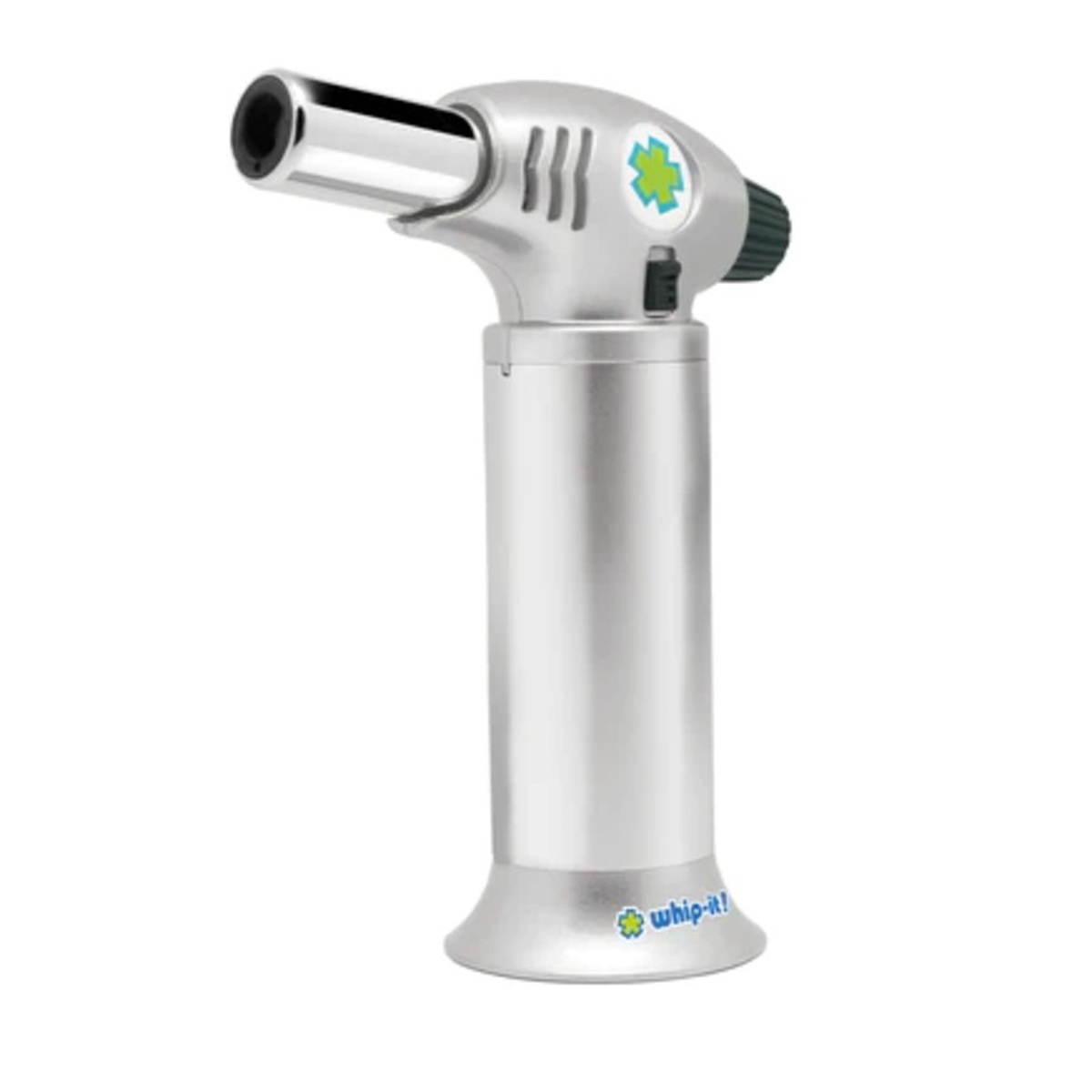 Whip-It! Ion Torch in silver finish with piezoelectric ignition and adjustable flame nozzle