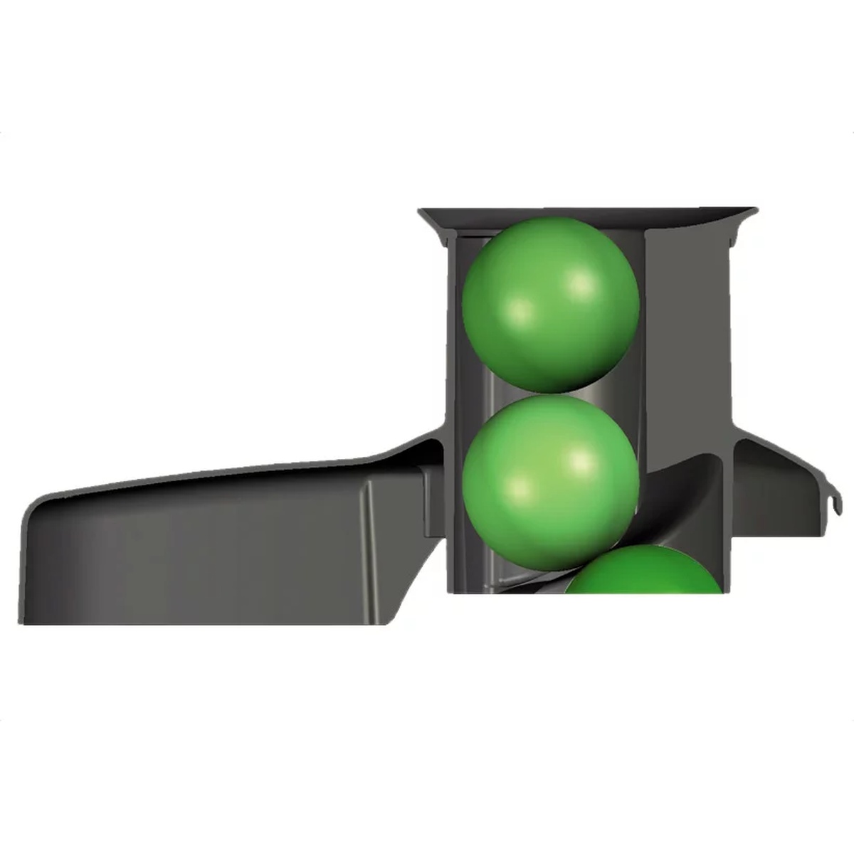 Illustration of automatic feed hopper moving whole produce into the juicing chamber