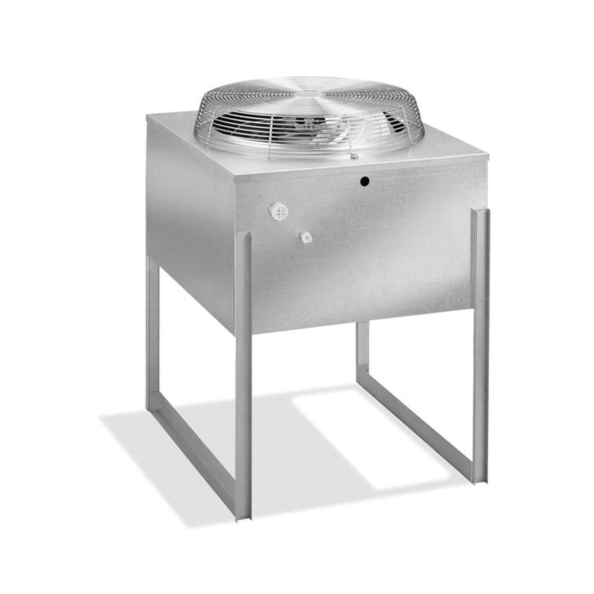 Manitowoc JCT1500-261 vertical discharge remote condensing unit with top-mounted fan on metal stand