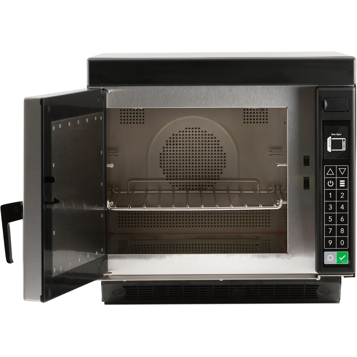 Open cavity view of the XpressChef JET14 showing stainless interior and removable rack