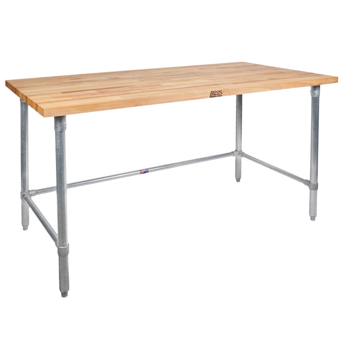 John Boos JNB09-X hard rock maple work table with galvanized steel open base