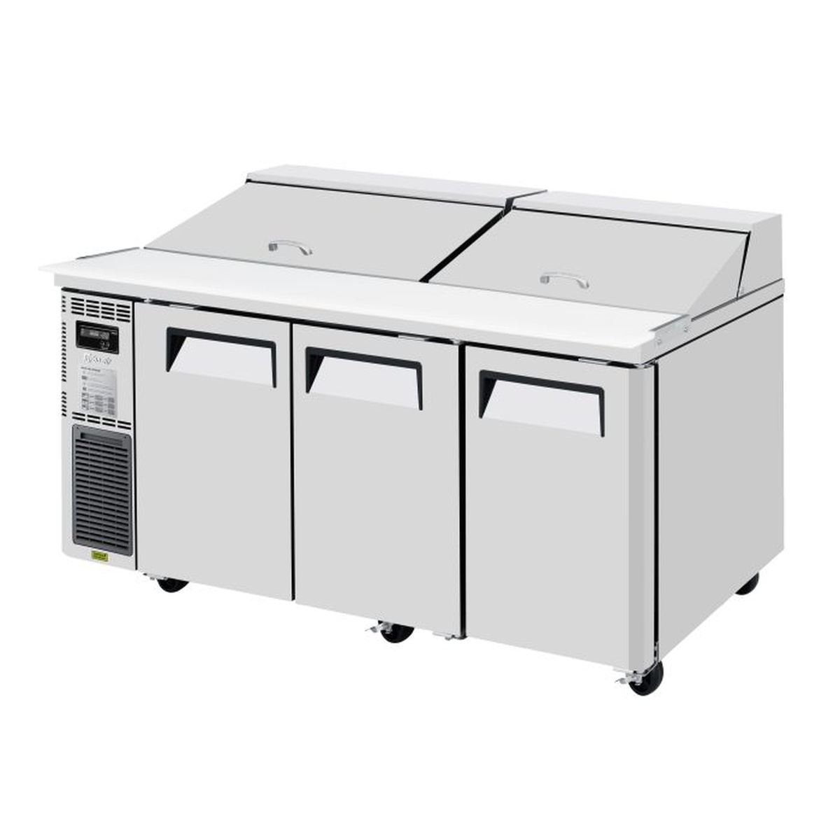 Turbo Air JST-72-N 72-inch three-door sandwich and salad prep table with dual hoods and side-mount compressor