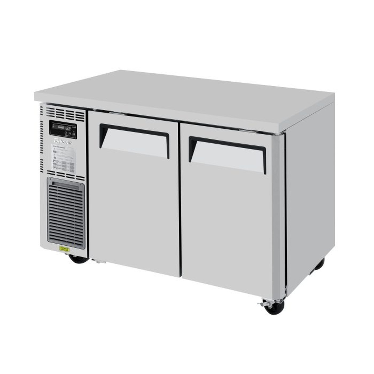 Turbo Air JUR-48S-N6 two-door narrow undercounter refrigerator with side-mounted compressor and digital display