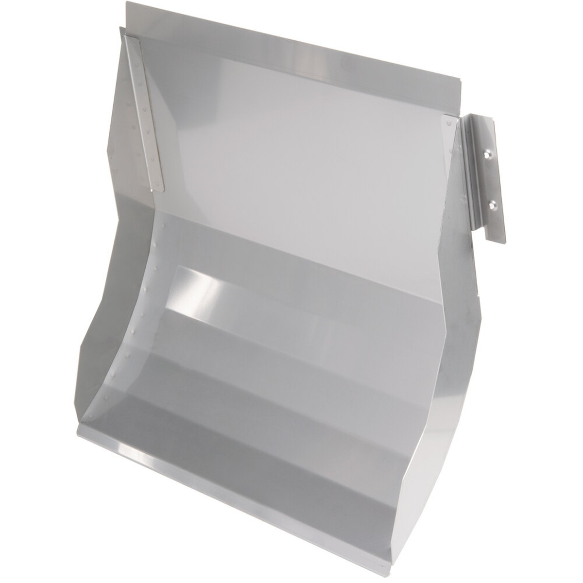 Manitowoc K-00347 ice deflector kit angled view showing curved metal chute and mounting brackets