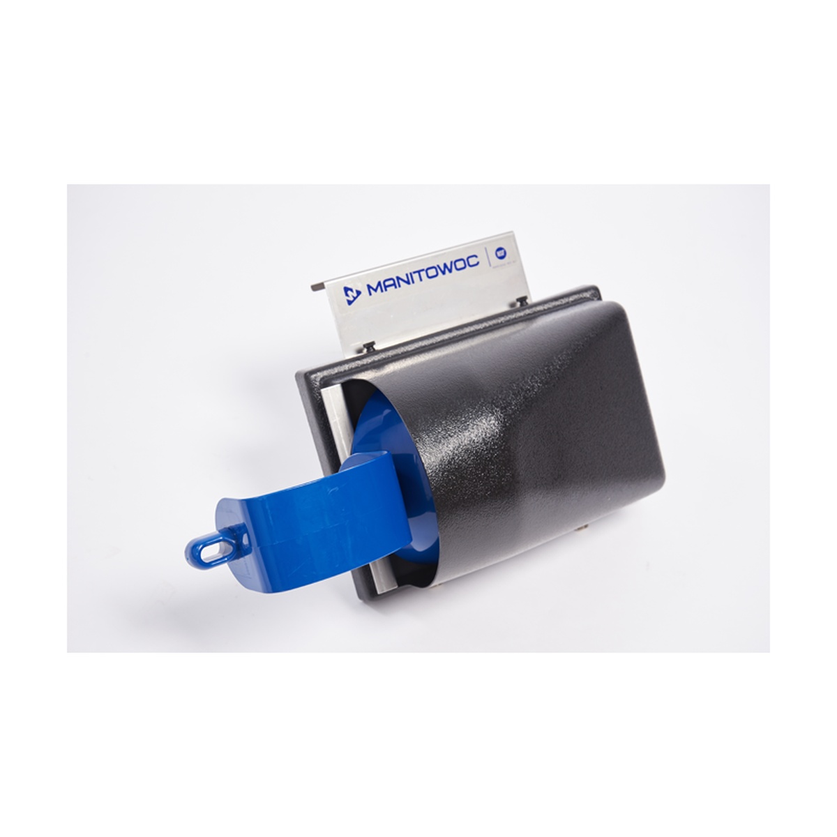 Manitowoc K00461 external scoop holder with black housing and blue plastic scoop