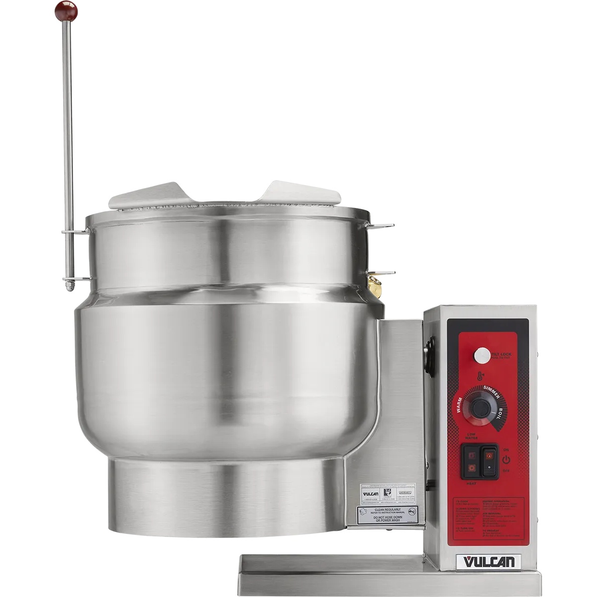 Vulcan K12ETT countertop electric tilting steam kettle showing pouring lip and stainless steel bowl