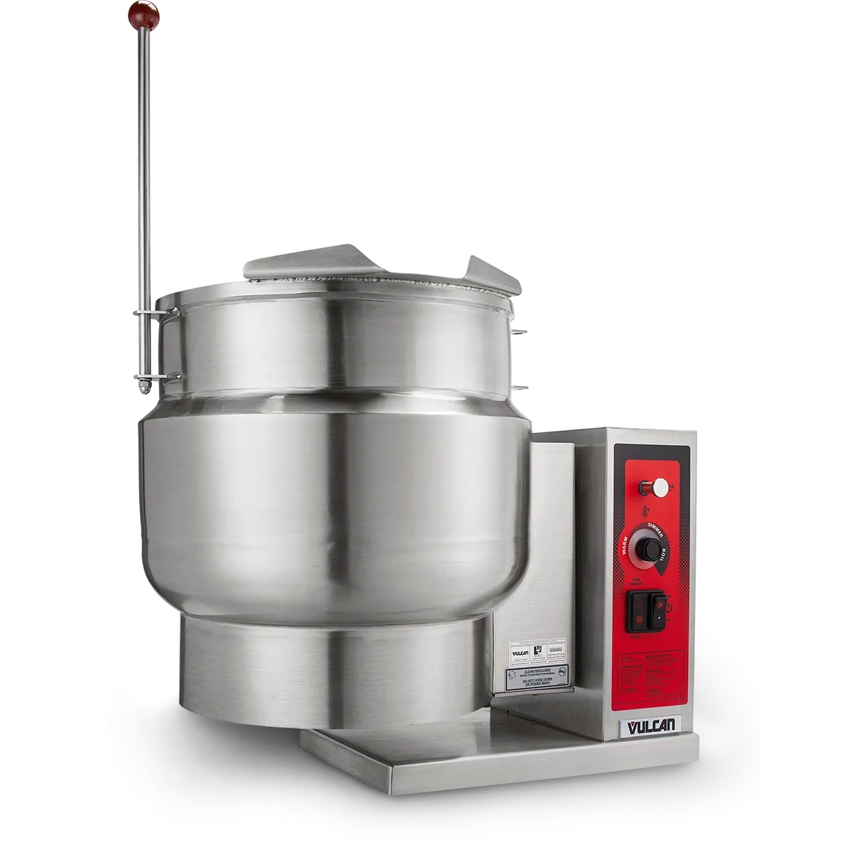 Vulcan K12ETT electric steam kettle angled view showing control panel and stainless steel base