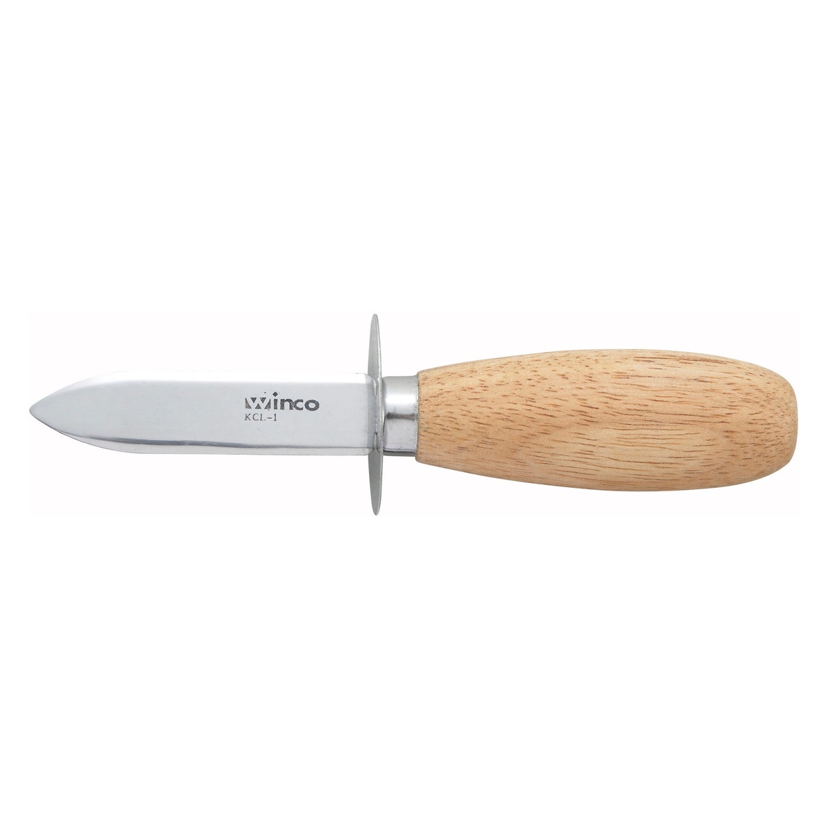 Winco KCL-1 Oyster and Clam Knife with wooden handle and stainless steel blade
