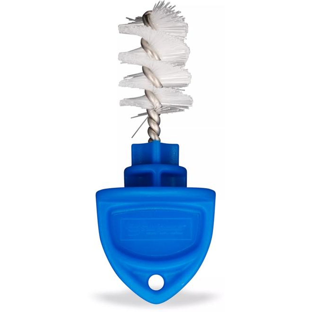 San Jamar Kleen Plug inverted view showing full nylon brush and blue handle
