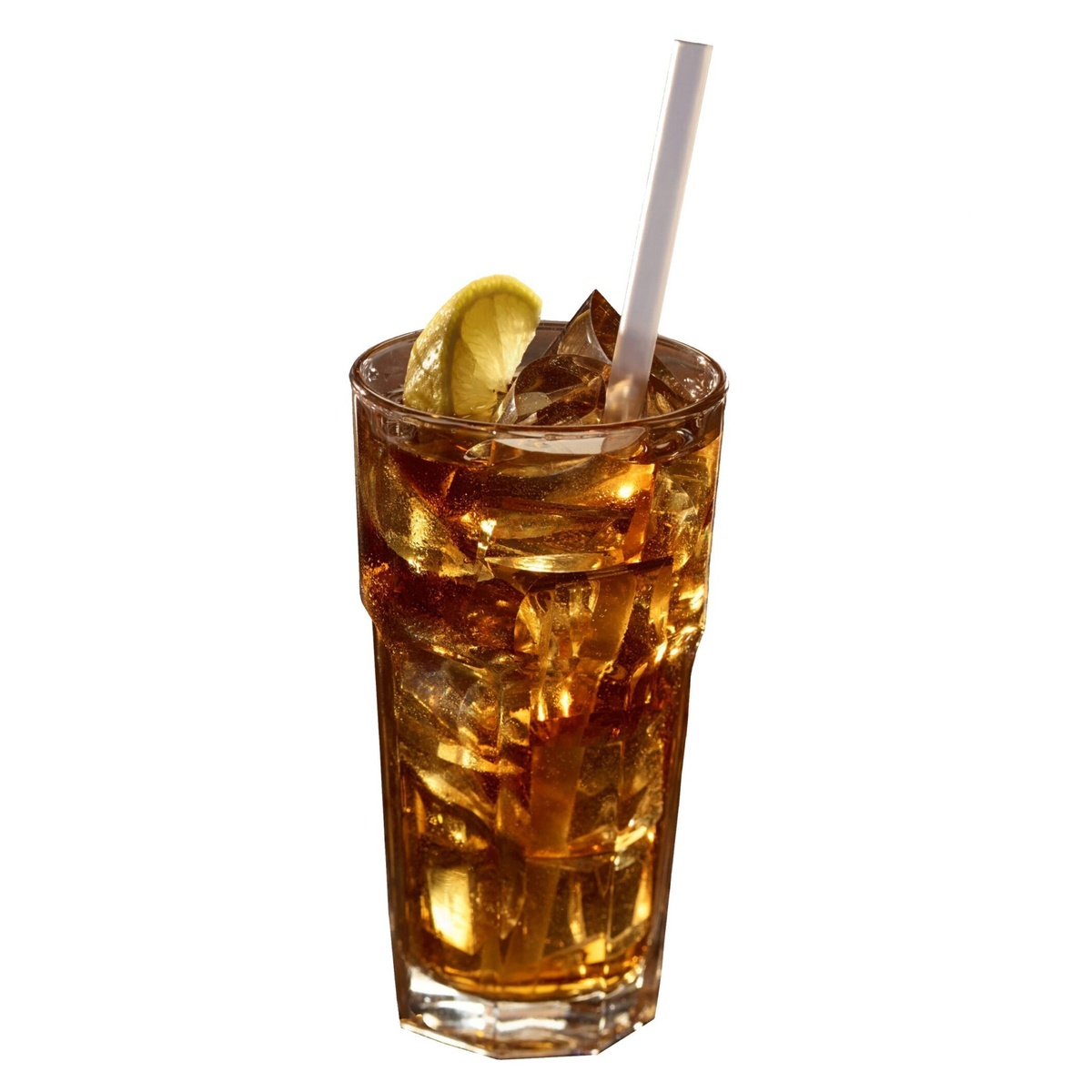 Signature Hoshizaki crescent ice cubes in a glass of iced tea