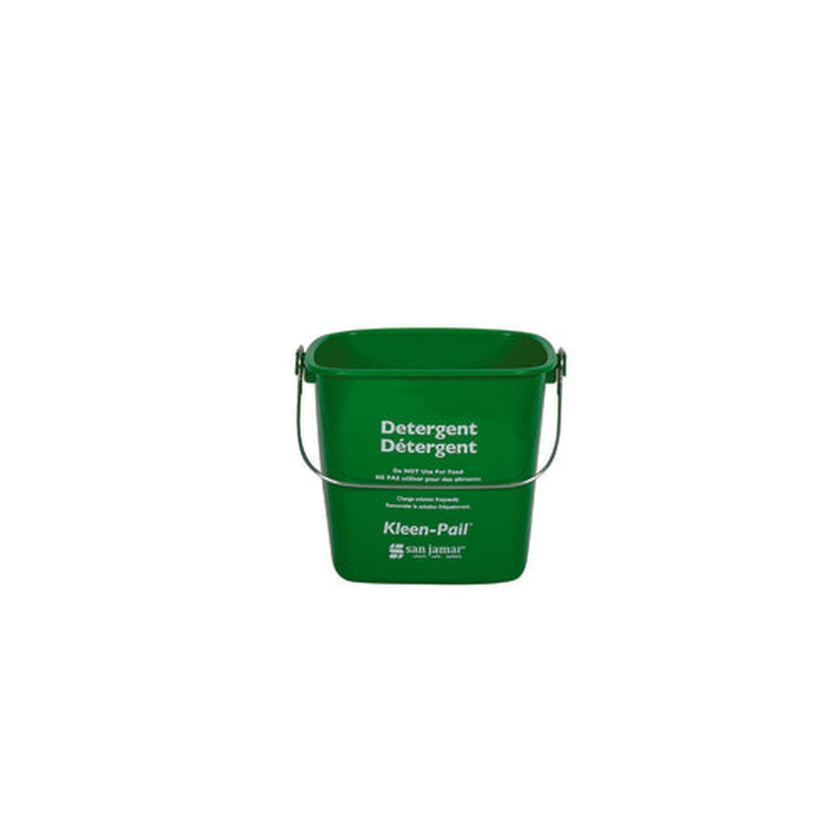 CFS Brands Kleen-Pail 8 qt. green detergent cleaning pail with bail handle and trilingual labeling