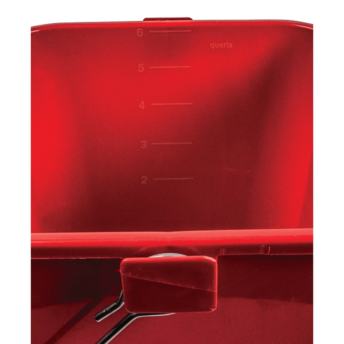 Close-up of Kleen-Pail Pro interior showing graduated quart measurement markings from 2 to 6 quarts