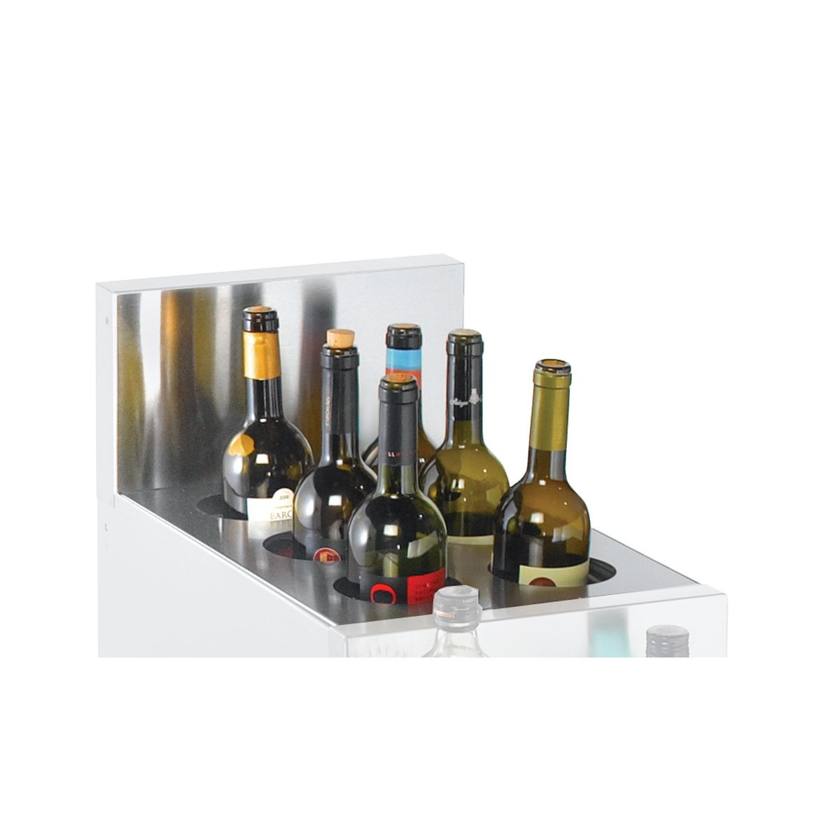 Krowne KR-504 stainless steel wine bottle insert holding multiple wine bottles upright