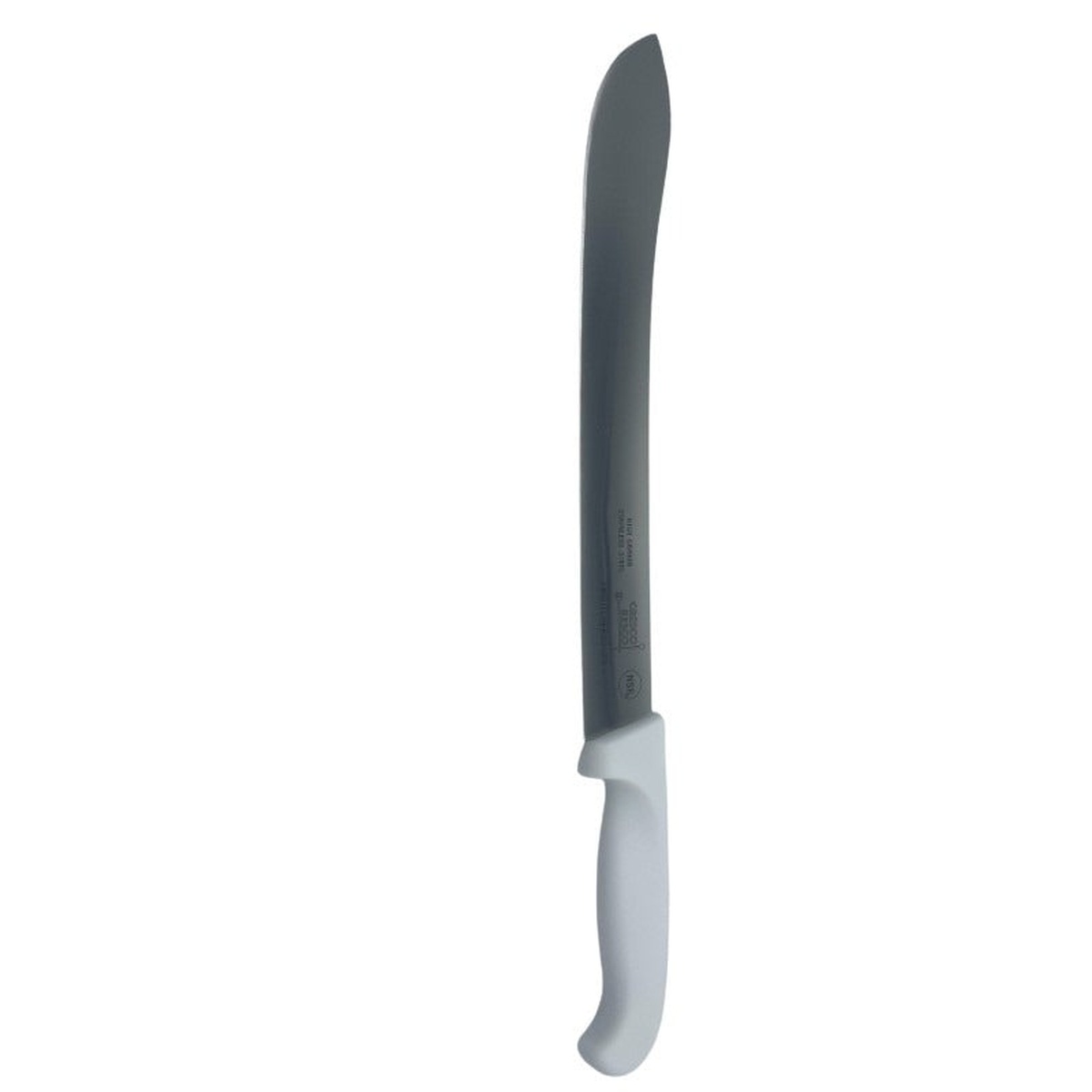 Cresco Resco 12-inch curved smooth butcher knife with white handle and stainless steel blade
