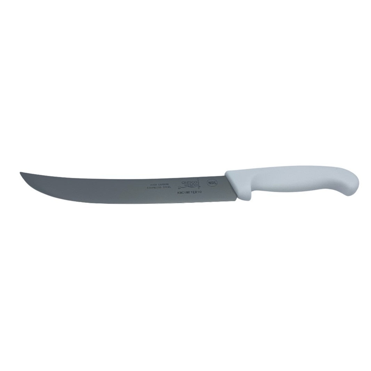 Cresco Resco 10 inch Cimeter Knife with white handle and high carbon stainless steel blade